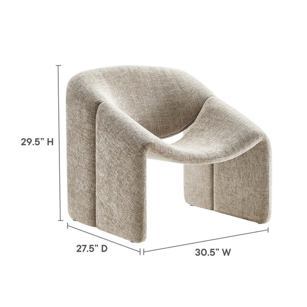 Modway Furniture Vivi Chenille Upholstered Accent Chair - Stylish Barrel Design with Comfort for Modern Interiors Khaki EEI-6767-KHA