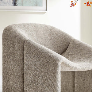 Modway Furniture Vivi Chenille Upholstered Accent Chair - Stylish Barrel Design with Comfort for Modern Interiors Khaki EEI-6767-KHA