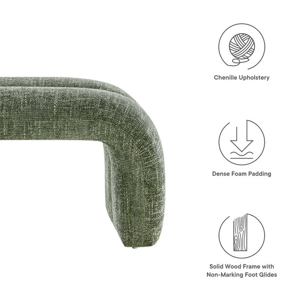 Modway Furniture Dax Chenille Upholstered Accent Bench - Elegant Modern Design for Versatile Home Decor Needs Basil EEI-6769-BAS