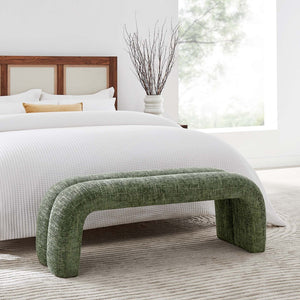 Modway Furniture Dax Chenille Upholstered Accent Bench - Elegant Modern Design for Versatile Home Decor Needs Basil EEI-6769-BAS