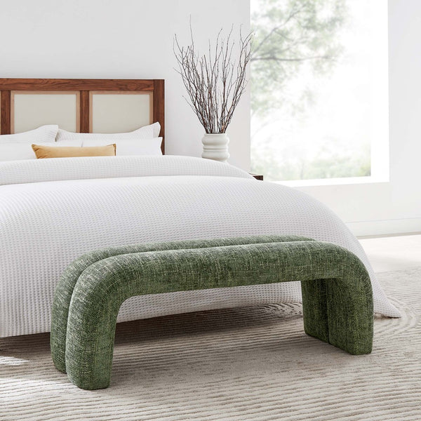Modway Furniture Dax Chenille Upholstered Accent Bench - Elegant Modern Design for Versatile Home Decor Needs Basil EEI-6769-BAS