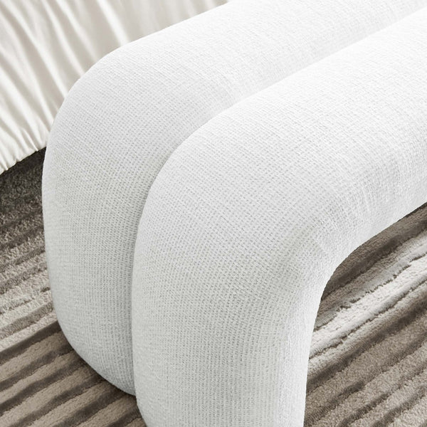 Modway Furniture Dax Chenille Upholstered Accent Bench - Elegant Modern Design for Versatile Home Decor Needs Frost EEI-6769-FRO
