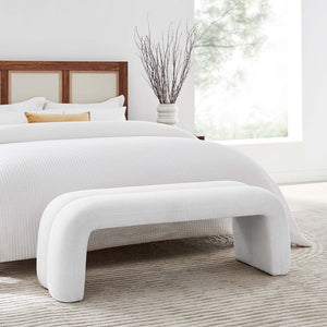 Modway Furniture Dax Chenille Upholstered Accent Bench - Elegant Modern Design for Versatile Home Decor Needs Frost EEI-6769-FRO