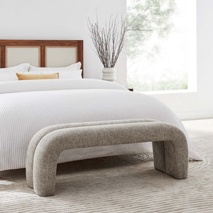 Modway Furniture Dax Chenille Upholstered Accent Bench - Elegant Modern Design for Versatile Home Decor Needs Khaki EEI-6769-KHA