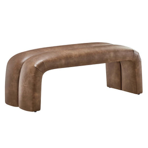 Modway Furniture Dax 50.5" Vegan Leather Accent Bench - Modern, Stylish, and Comfortable Seating for Any Room EEI-6770-BRN