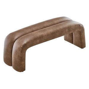 Modway Furniture Dax 50.5" Vegan Leather Accent Bench - Modern, Stylish, and Comfortable Seating for Any Room EEI-6770-BRN
