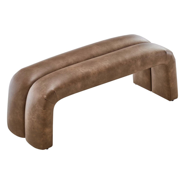 Modway Furniture Dax 50.5" Vegan Leather Accent Bench - Modern, Stylish, and Comfortable Seating for Any Room EEI-6770-BRN