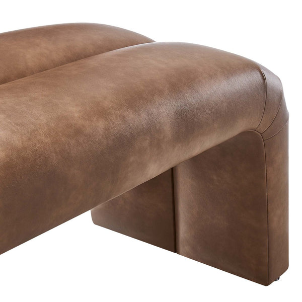 Modway Furniture Dax 50.5" Vegan Leather Accent Bench - Modern, Stylish, and Comfortable Seating for Any Room EEI-6770-BRN