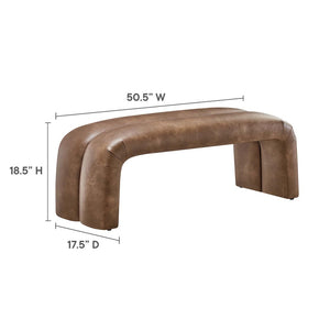 Modway Furniture Dax 50.5" Vegan Leather Accent Bench - Modern, Stylish, and Comfortable Seating for Any Room EEI-6770-BRN