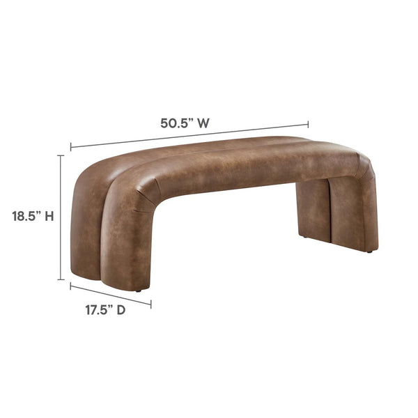 Modway Furniture Dax 50.5" Vegan Leather Accent Bench - Modern, Stylish, and Comfortable Seating for Any Room EEI-6770-BRN