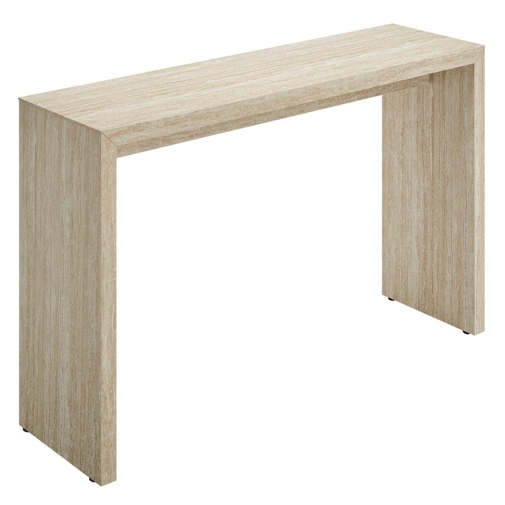 Modway Furniture Mirella Faux Travertine Console Table - Modern Slim Design for Entryway, Hallway, or Living Room EEI-6771-TRA