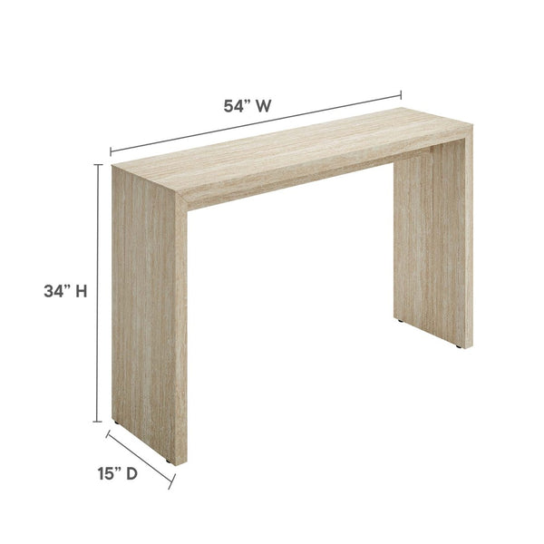 Modway Furniture Mirella Faux Travertine Console Table - Modern Slim Design for Entryway, Hallway, or Living Room EEI-6771-TRA