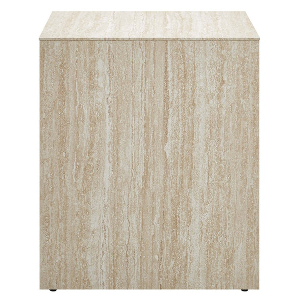 Modway Furniture Mirella Faux Travertine Side Table - Compact Modern Accent for Living Rooms, Bedrooms & Entryways EEI-6772-TRA