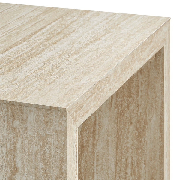 Modway Furniture Mirella Faux Travertine Side Table - Compact Modern Accent for Living Rooms, Bedrooms & Entryways EEI-6772-TRA
