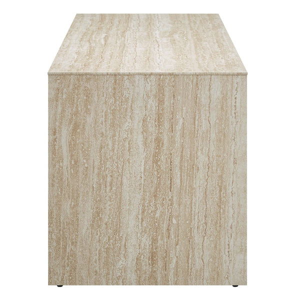 Modway Furniture Mirella 62" Faux Travertine Long Bench - Modern Elegance for Entryways, Dining, or Window Nooks EEI-6773-TRA