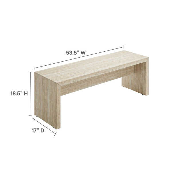 Modway Furniture Mirella 53.5" Modern Faux Travertine Bench - Stylish Indoor Seating for Entryways & Bedrooms EEI-6774-TRA
