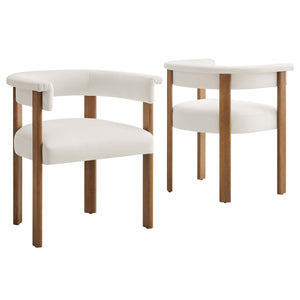 Imogen Performance Velvet Barrel Dining Chairs Set of 2 White, Alabaster Deep Brown EEI-6775-ALA-DBR