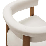 Imogen Performance Velvet Barrel Dining Chairs Set of 2 White, Alabaster Deep Brown EEI-6775-ALA-DBR