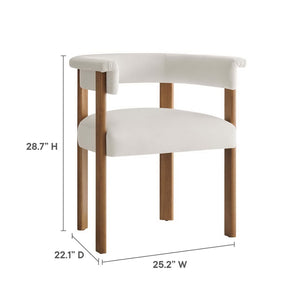 Modway Furniture Imogen Performance Velvet Barrel Dining Chairs Set of 2 - Stylish Comfort for Modern Interiors Alabaster Deep Brown EEI-6775-ALA-DBR