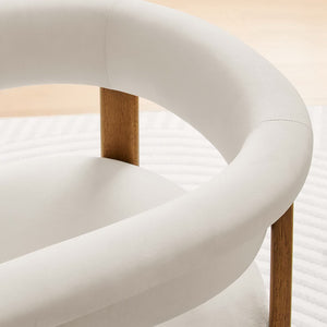 Modway Furniture Imogen Performance Velvet Barrel Dining Chairs Set of 2 - Stylish Comfort for Modern Interiors Alabaster Deep Brown EEI-6775-ALA-DBR