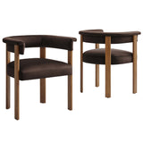 Imogen Performance Velvet Barrel Dining Chairs Set of 2 Brown, Chocolate Brown Deep Brown EEI-6775-CHB-DBR