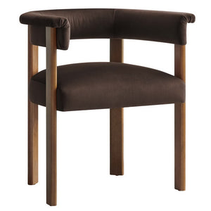 Modway Furniture Imogen Performance Velvet Barrel Dining Chairs Set of 2 - Stylish Comfort for Modern Interiors Chocolate Brown Deep Brown EEI-6775-CHB-DBR