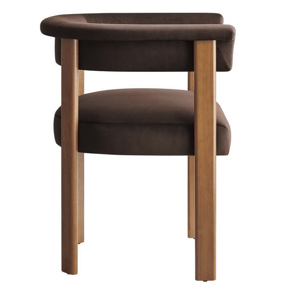 Modway Furniture Imogen Performance Velvet Barrel Dining Chairs Set of 2 - Stylish Comfort for Modern Interiors Chocolate Brown Deep Brown EEI-6775-CHB-DBR