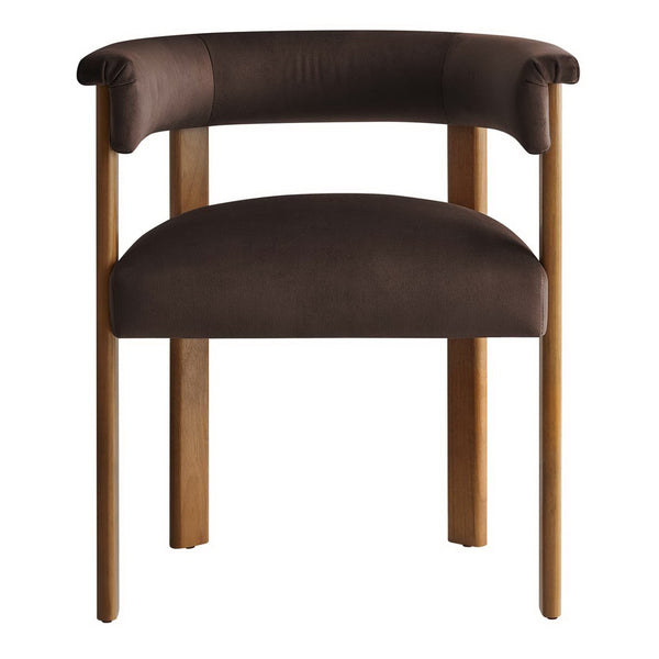Modway Furniture Imogen Performance Velvet Barrel Dining Chairs Set of 2 - Stylish Comfort for Modern Interiors Chocolate Brown Deep Brown EEI-6775-CHB-DBR
