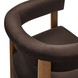 Modway Furniture Imogen Performance Velvet Barrel Dining Chairs Set of 2 - Stylish Comfort for Modern Interiors Chocolate Brown Deep Brown EEI-6775-CHB-DBR