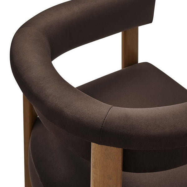 Modway Furniture Imogen Performance Velvet Barrel Dining Chairs Set of 2 - Stylish Comfort for Modern Interiors Chocolate Brown Deep Brown EEI-6775-CHB-DBR