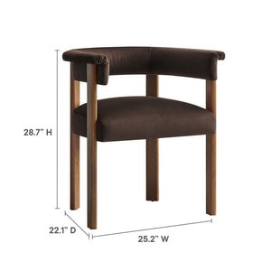 Modway Furniture Imogen Performance Velvet Barrel Dining Chairs Set of 2 - Stylish Comfort for Modern Interiors Chocolate Brown Deep Brown EEI-6775-CHB-DBR