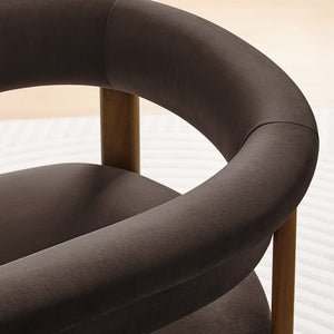 Modway Furniture Imogen Performance Velvet Barrel Dining Chairs Set of 2 - Stylish Comfort for Modern Interiors Chocolate Brown Deep Brown EEI-6775-CHB-DBR