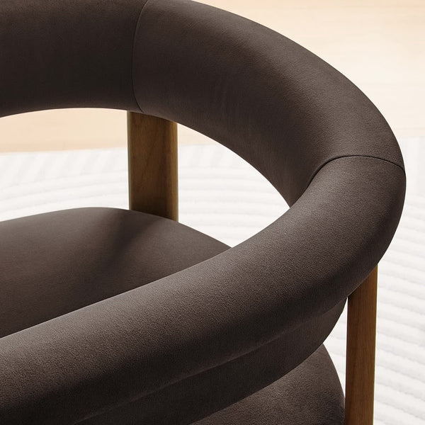 Modway Furniture Imogen Performance Velvet Barrel Dining Chairs Set of 2 - Stylish Comfort for Modern Interiors Chocolate Brown Deep Brown EEI-6775-CHB-DBR