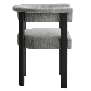 Modway Furniture Imogen Fabric Upholstered Barrel Dining Chairs Set of 2 - Modern Comfort for Stylish Dining Spaces Heathered Weave Gray Black EEI-6776-HEG-BLK