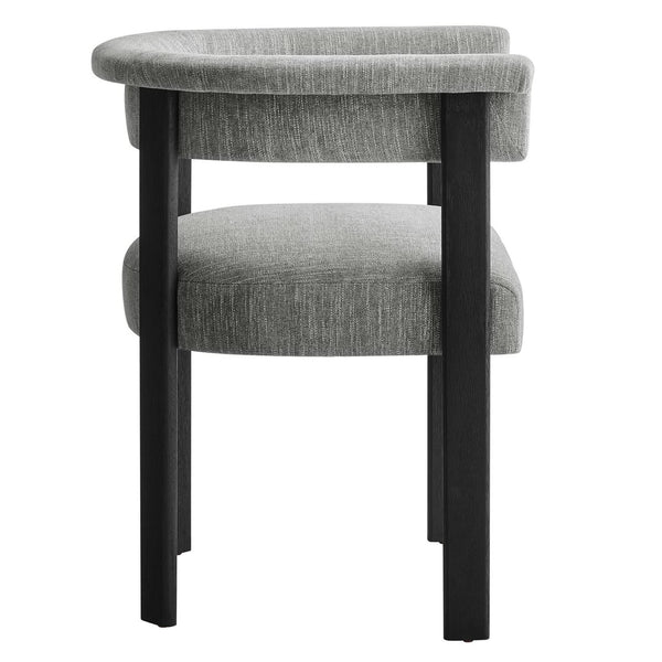 Modway Furniture Imogen Fabric Upholstered Barrel Dining Chairs Set of 2 - Modern Comfort for Stylish Dining Spaces Heathered Weave Gray Black EEI-6776-HEG-BLK
