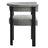 Imogen  Fabric Upholstered Barrel Dining Chairs Set of 2 Gray, Heathered Weave Gray Black EEI-6776-HEG-BLK