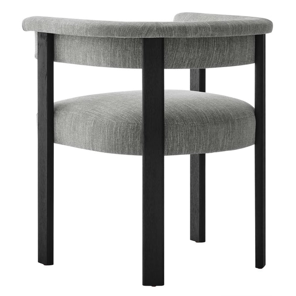Modway Furniture Imogen Fabric Upholstered Barrel Dining Chairs Set of 2 - Modern Comfort for Stylish Dining Spaces Heathered Weave Gray Black EEI-6776-HEG-BLK