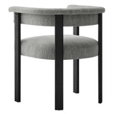 Imogen  Fabric Upholstered Barrel Dining Chairs Set of 2 Gray, Heathered Weave Gray Black EEI-6776-HEG-BLK