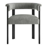 Imogen  Fabric Upholstered Barrel Dining Chairs Set of 2 Gray, Heathered Weave Gray Black EEI-6776-HEG-BLK