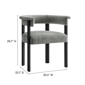 Modway Furniture Imogen Fabric Upholstered Barrel Dining Chairs Set of 2 - Modern Comfort for Stylish Dining Spaces Heathered Weave Gray Black EEI-6776-HEG-BLK