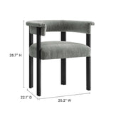 Imogen  Fabric Upholstered Barrel Dining Chairs Set of 2 Gray, Heathered Weave Gray Black EEI-6776-HEG-BLK