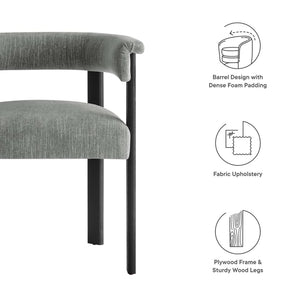 Modway Furniture Imogen Fabric Upholstered Barrel Dining Chairs Set of 2 - Modern Comfort for Stylish Dining Spaces Heathered Weave Gray Black EEI-6776-HEG-BLK