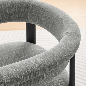 Modway Furniture Imogen Fabric Upholstered Barrel Dining Chairs Set of 2 - Modern Comfort for Stylish Dining Spaces Heathered Weave Gray Black EEI-6776-HEG-BLK