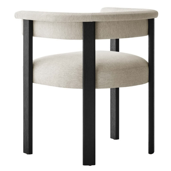Modway Furniture Imogen Fabric Upholstered Barrel Dining Chairs Set of 2 - Modern Comfort for Stylish Dining Spaces Heathered Weave Ivory Black EEI-6776-HEI-BLK