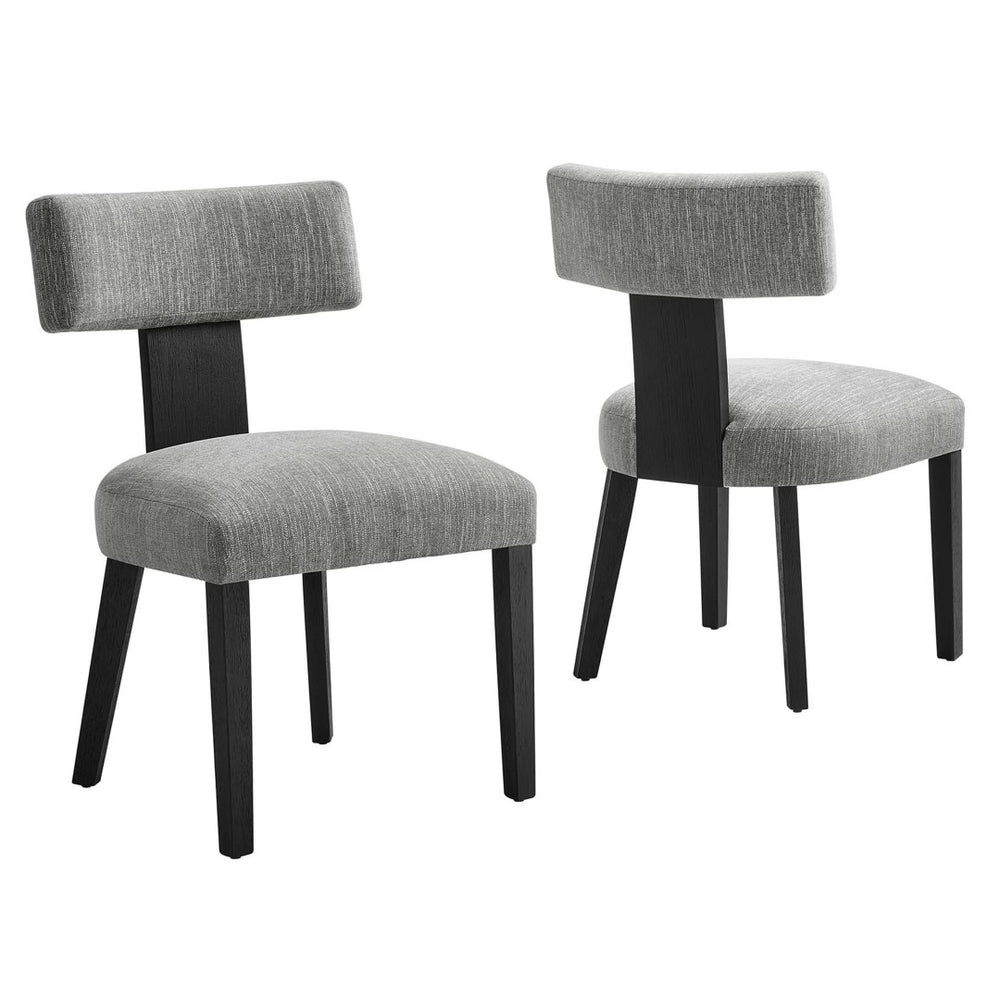 Modway Furniture Nalani Fabric Dining Chairs Set of 2 – Modern Armless Design for Comfort and Versatile Style Heathered Weave Gray Black EEI-6777-HEG-BLK