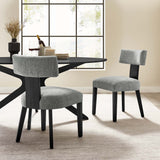 Nalani Fabric Upholstered Dining Chairs Set of 2 Gray, Heathered Weave Gray Black EEI-6777-HEG-BLK