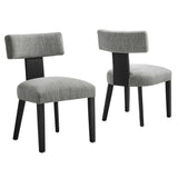 Nalani Fabric Upholstered Dining Chairs Set of 2 Gray, Heathered Weave Gray Black EEI-6777-HEG-BLK