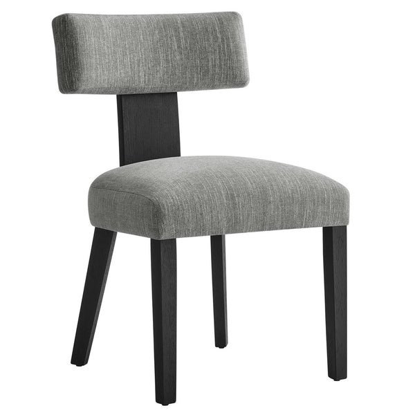 Modway Furniture Nalani Fabric Dining Chairs Set of 2 – Modern Armless Design for Comfort and Versatile Style Heathered Weave Gray Black EEI-6777-HEG-BLK