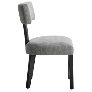 Modway Furniture Nalani Fabric Dining Chairs Set of 2 – Modern Armless Design for Comfort and Versatile Style Heathered Weave Gray Black EEI-6777-HEG-BLK
