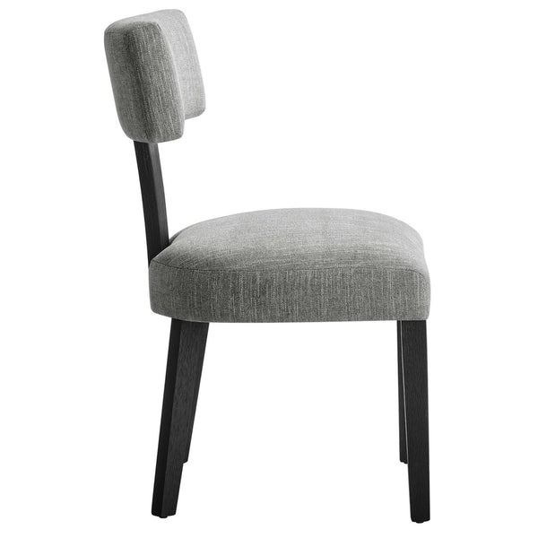 Modway Furniture Nalani Fabric Dining Chairs Set of 2 – Modern Armless Design for Comfort and Versatile Style Heathered Weave Gray Black EEI-6777-HEG-BLK
